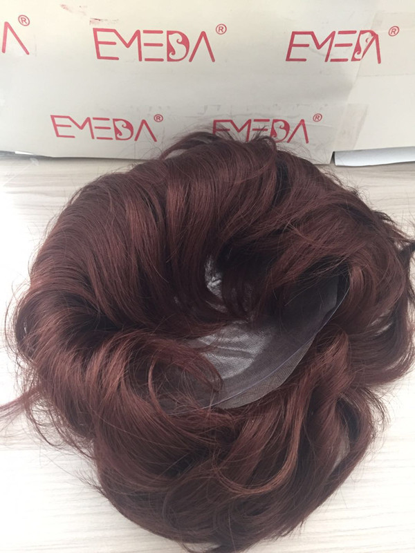 Indian hair full thin  skin human hair  red hair  colored toupee YL258
